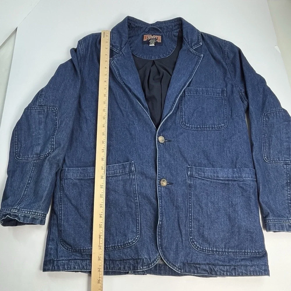 Vintage Duluth Trading Co. Denim Barn Coat Blazer Chore Coat Size Large Blue